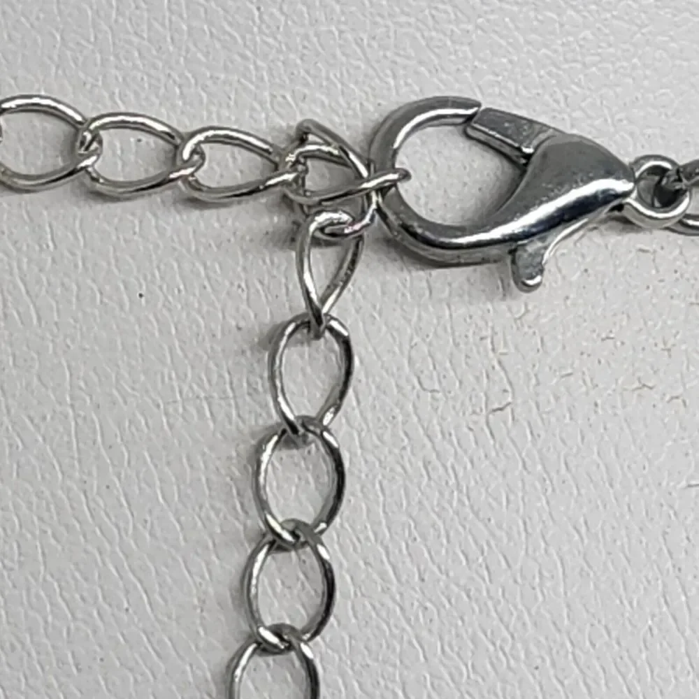 Silver Tone And Red Open Work Filigree Style‎ Necklace